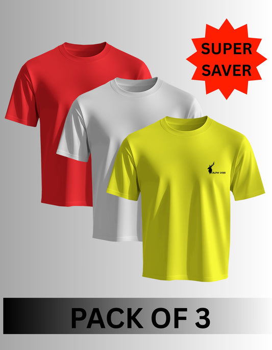 Men's Regular Fit Plain T‑Shirt Pack of 3 || SUPER SAVE || Premium Cotton Fabric