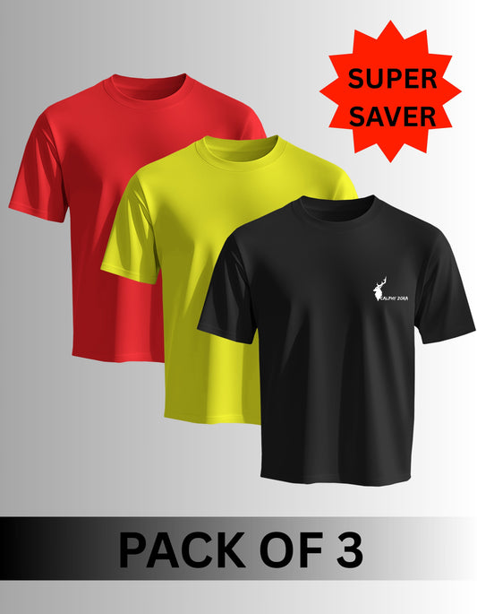 Men's Regular Fit Plain T‑Shirt Pack of 3 || SUPER SAVE || Premium Cotton Fabric